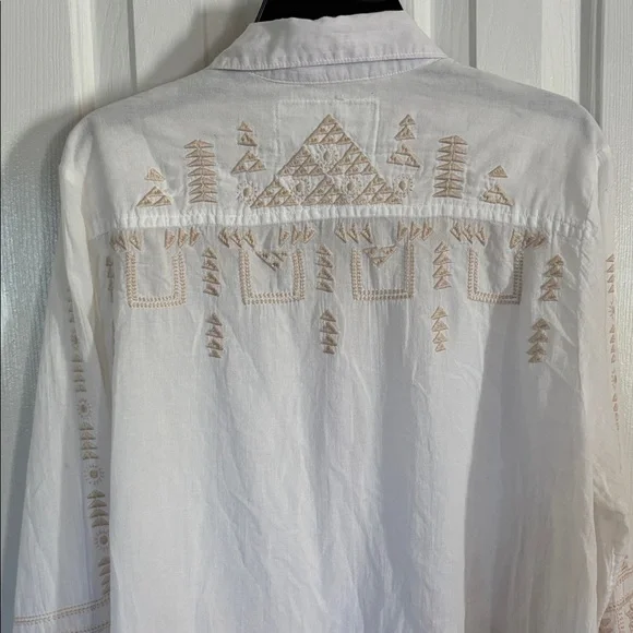 Johnny Was White and Tan Embroidered Shirt - Picture 6 of 8